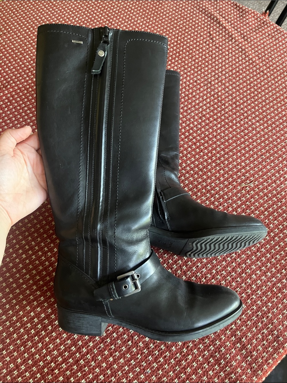 Geox Respira Amphibiox Classic Black Leather Tall Women's Riding Boot
